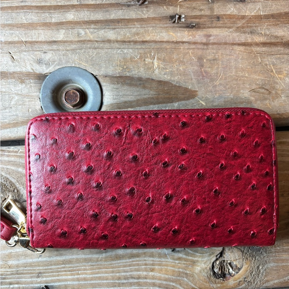 Red Ostrich Pattern Wallet